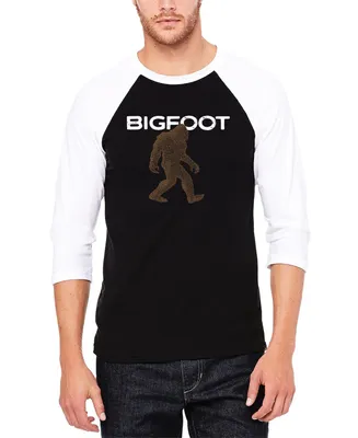 La Pop Art Men's Bigfoot Raglan Baseball Word T-shirt
