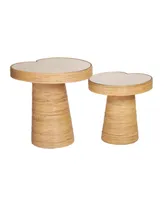 Tov Furniture 17.7" Rattan Lilypad Shaped Side Table