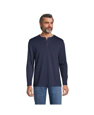 Lands' End Men's Supima Jersey Long Sleeve Henley T-Shirt
