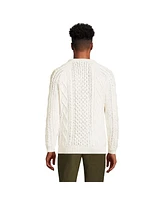 Lands' End Men's Cotton Blend Aran Cable Crew Neck Sweater