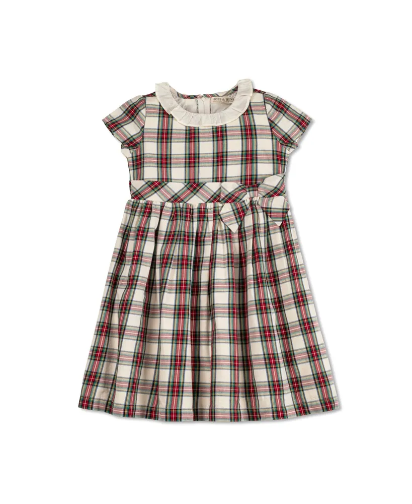 Hope & Henry Baby Girls Short Sleeve Ruffle Collar Party Dress with Bow