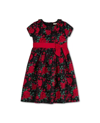 Hope & Henry Baby Girls Short Sleeve Ruffle Collar Party Dress with Bow