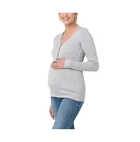 Ripe Maternity Maternity Ripe Zoe Button Up Nursing Knit Top Silver Marle