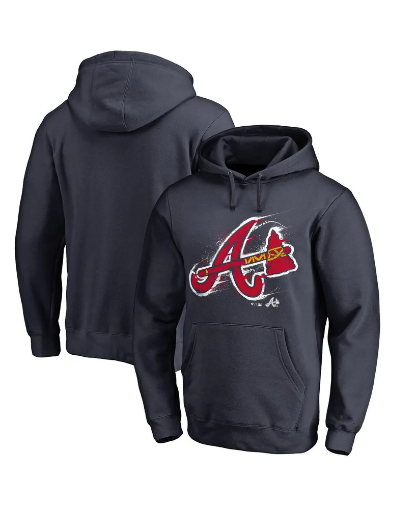 Men's Fanatics Navy Atlanta Braves Splatter Logo Pullover Hoodie