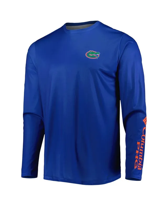 Men's Columbia Royal/Orange Florida Gators Super Terminal Tackle Omni-Shade Raglan Long Sleeve Hoodie T-Shirt Size: Large