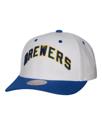 Men's Mitchell & Ness White Milwaukee Brewers Cooperstown Collection Pro Crown Snapback Hat