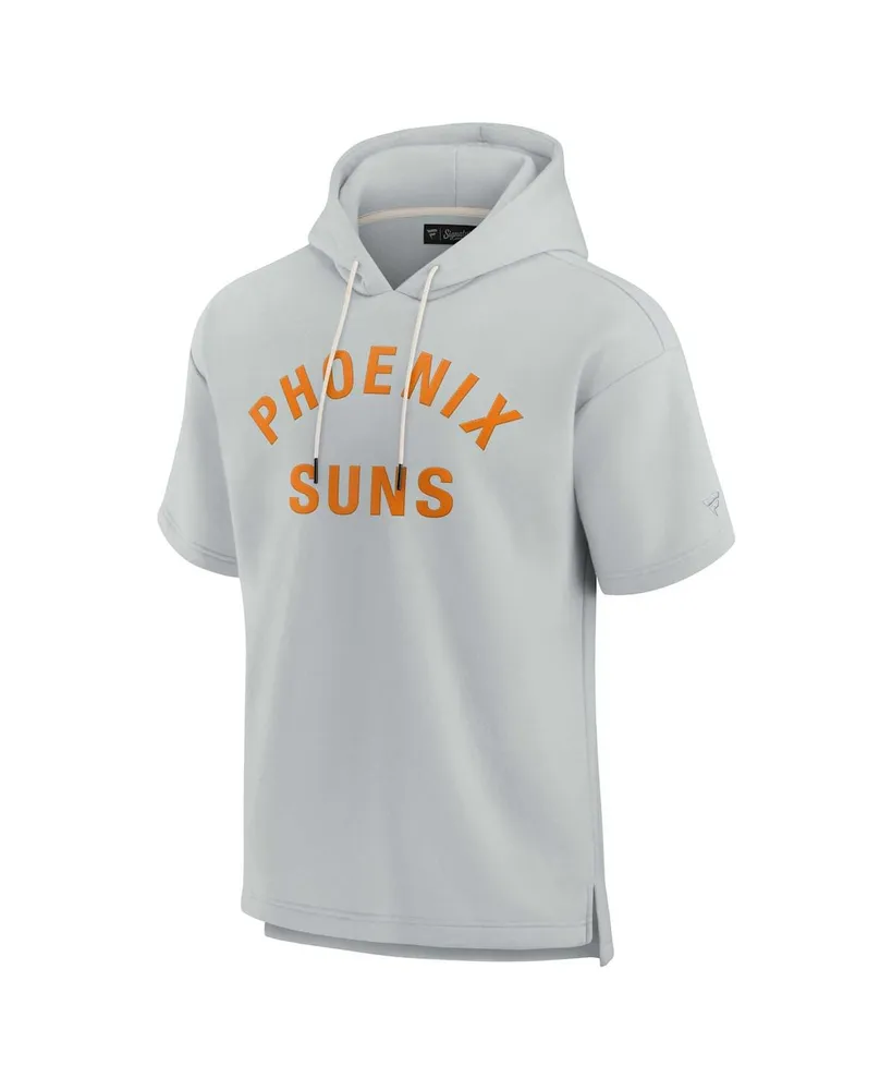 Men's and Women's Fanatics Signature Gray Phoenix Suns Super Soft Fleece Short Sleeve Pullover Hoodie