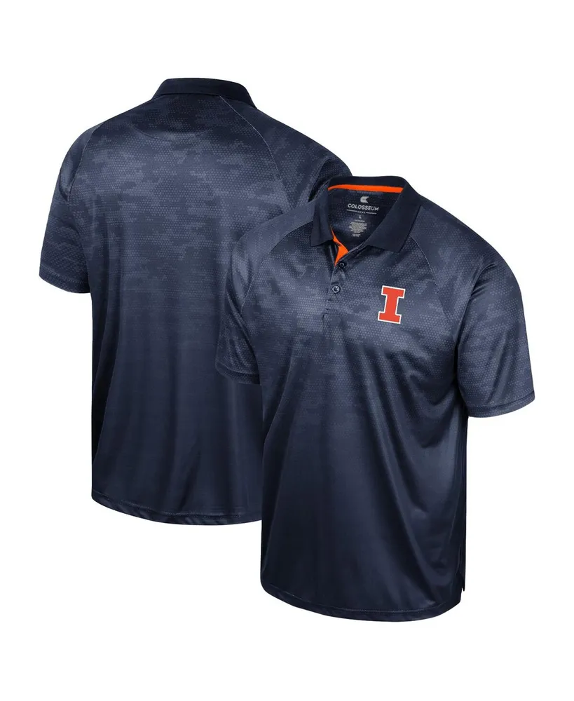 Men's Colosseum Navy Illinois Fighting Illini Honeycomb Raglan Polo Shirt