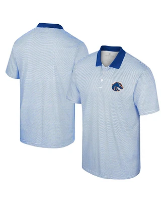 Men's Colosseum White, Royal Boise State Broncos Print Stripe Polo Shirt
