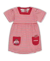 Girl's Toddler Scarlet Ohio State Buckeyes Striped Dress with Pockets