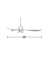 Possini Euro Design 56" Vengeance Modern 3 Blade Indoor Ceiling Fan with Led Light Remote Control Chrome Silver White Diffuser for Living Kitchen Hous