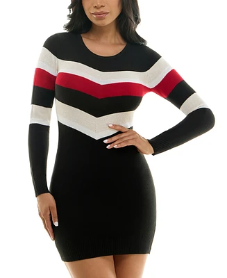 Bcx Juniors' Striped Long-Sleeve Sweater Dress