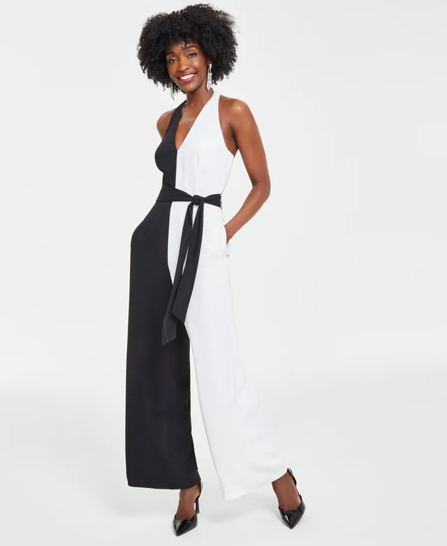 INC International Concepts Women's Surplice-Neck Tie-Waist Jumpsuit,  Created for Macy's - Macy's