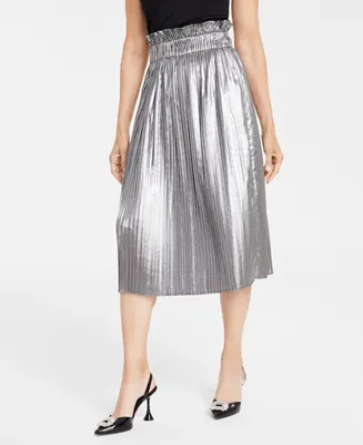 I.n.c. International Concepts Women's Pull-On Metallic Midi Skirt, Created for Macy's