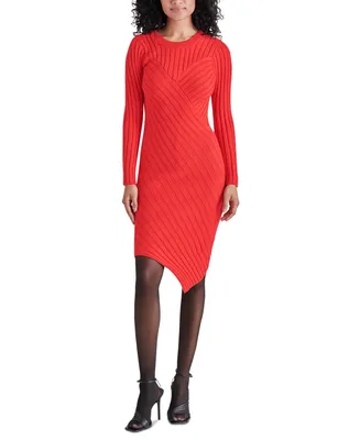 Steve Madden Women's Serina Asymmetric Rib-Knit Sweater Dress