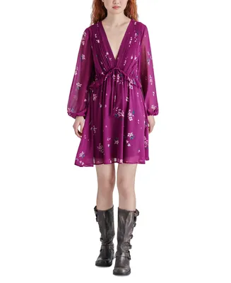 Steve Madden Women's Rami Chiffon Pintuck-Detail Floral-Print Dress