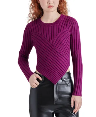 Steve Madden Women's Melissa Asymmetrical-Hem Ribbed Sweater