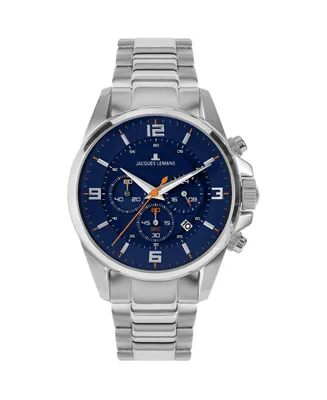 Jacques Lemans Men's Liverpool Watch with Solid Stainless Steel Band, Chronograph 1-2118