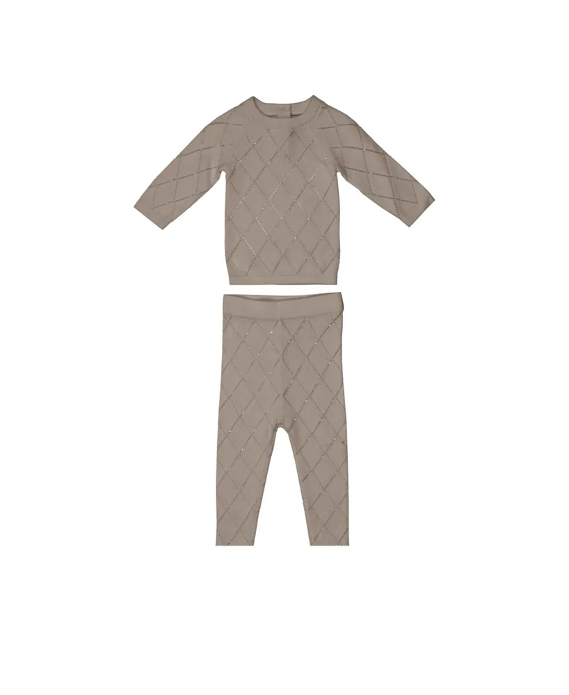 Printed Cozy-Knit Mock-Neck Top and Flare Pants Set for Baby