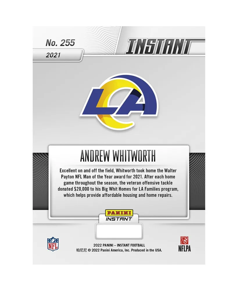 Andrew Whitworth Los Angeles Rams Parallel Panini America Instant Nfl Honors Walter Payton Man of the Year Single Card - Limited Edition of 99