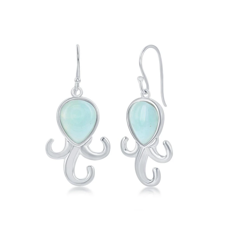 Sterling Silver Larimar Octopus Earrings