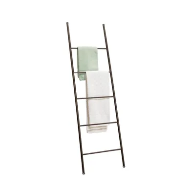 mDesign Metal Blanket & Towel Wall Ladder Rack for Bedroom/Bathroom, Matte Black
