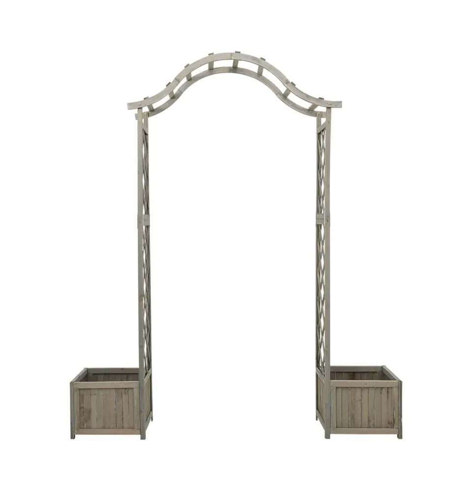 vidaXL Garden Pergola with Planter Gray Solid Firwood