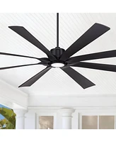 80" Defender Modern Industrial Outdoor Ceiling Fan with Dimmable Led Light Remote Control Matte Black Damp Rated for Patio Exterior House Home Porch G