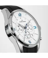 Jacques Lemans Men's Liverpool Watch with Silicone, Solid Stainless Steel Leather Strap, Chronograph