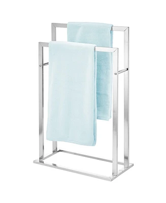 mDesign Metal Tall 2-Tier Free-standing Bathroom Towel Rack