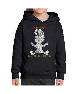 La Pop Art Girls Christmas Elf Word Hooded Sweatshirt