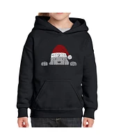 La Pop Art Girls Christmas Peeking Dog -Child Word Hooded Sweatshirt