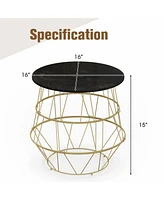Costway Round Side End Coffee Sofa Table Nightstand with Storage Space Removable Top