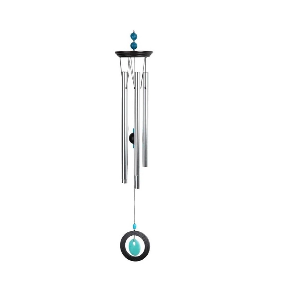 34" Long Wooden Top Blue Geode Wind Chime