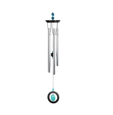 34" Long Wooden Top Blue Geode Wind Chime
