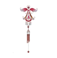 33" Long Red Angel Copper and Gem Wind Chime