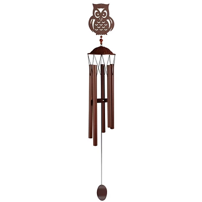 Fc Design 38" Long Metal Brown Owl Silhouette Wind Chime Home Decor Perfect Gift for House Warming, Holidays and Birthdays