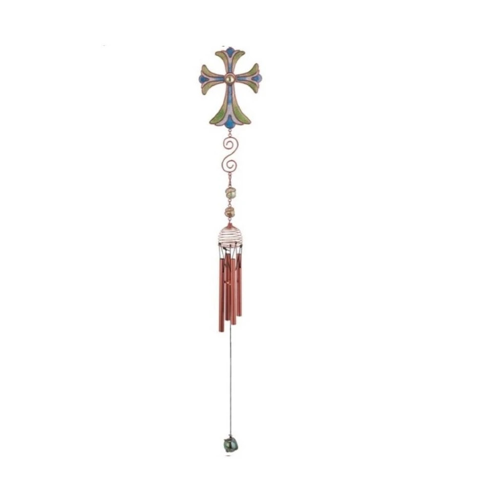 28" Long Cross Wind Chime with Copper Gem