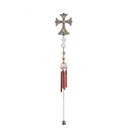 28" Long Cross Wind Chime with Copper Gem