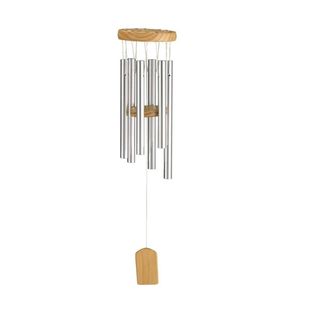 19" Long Silver Wood Top Traditional Wind Chime