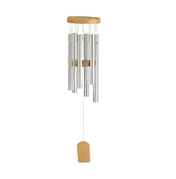 19" Long Silver Wood Top Traditional Wind Chime