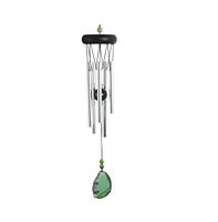 Fc Design 20" Long Wooden Top Green Geode Wind Chime Home Decor Perfect Gift for House Warming, Holidays and Birthdays