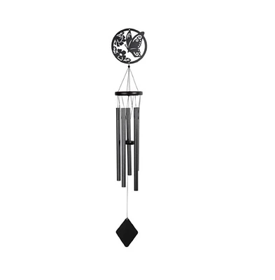 40" Long Metal Black Butterfly Wind Chime