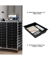 20 Drawers Rolling Storage Cart Art Craft Organizer on Wheels Multipurpose
