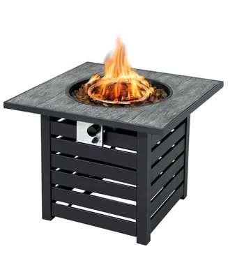32'' Square Propane Fire Pit Table for Patio w/Lava Rocks Rain Cover 50,000 Btu
