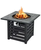 Costway 32'' Square Propane Fire Pit Table for Patio w/Lava Rocks Rain Cover 50,000 Btu