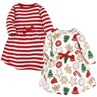 Touched by Nature Toddler Girls Organic Cotton Long-Sleeve Dresses, Christmas Cookies