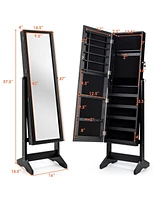 Costway Jewelry Cabinet Stand Mirror Armoire Lockable Organizer Large Storage Box