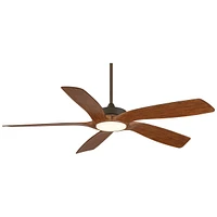 56" Mach 5 Modern Tropical Coastal Indoor Outdoor Ceiling Fan with Led Light Remote Control Oil-Rubbed Bronze Damp Rated Dimmable Patio Exterior