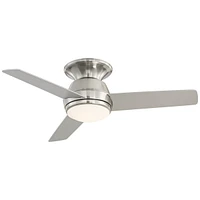 44" Marbella Breeze Modern Low Profile Hugger Indoor Ceiling Fan with Light Led Remote Control Brushed Nickel Opal Glass for House Bedroom Living Room